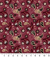 Sykel Enterprises-Florida State University Cotton Fabric-FSU Seminoles Paisley Cotton Quilting Fabric