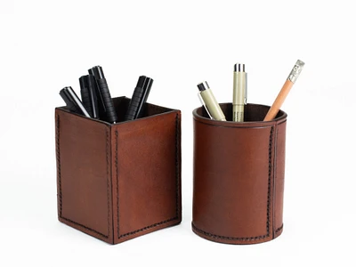 Hand Stitched Leather Pencil Cup