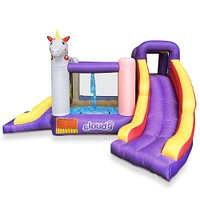 Cloud 9 Inflatable Unicorn Bounce House with Blower, Bouncer for Kids with Two Slides and Large Jumping Area