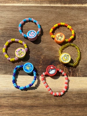 Pokemon Beaded Rings | Pikachu Charmander Squirtle Jigglypuff Psyduck Pokeball | Nintendo Accessories | Gamer Gifts