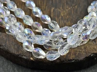 *16* 13x9mm Crystal AB Fire Polished Teardrop Beads