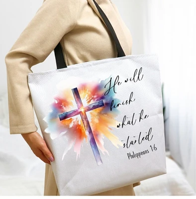 He Will Finish What He Started Tote Bag, Religious Tote Bag, Christian Tote Bag, Bible Bag, Gifts For Her, Beach Tote Bag, Shopping Bag