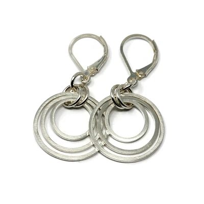 Minimalist Silver Three Hoop Leverback Earrings by Salish Sea Inspirations