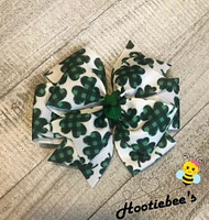 Plaid Shamrock Pinwheel Hair Bow