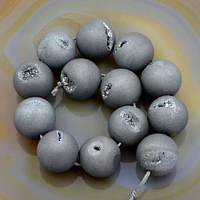 Natural Druzy Quartz Agate Round Beads