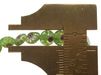 50 6mm Green Flowered Millefiori Small Smooth Flat Disc Glass Beads