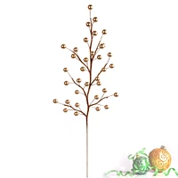 12 Gold Holly Berry Stems: 35 Lifelike Berries, 17-Inch - Festive DIY Accents