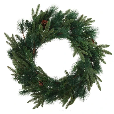 Angel Pine Wreath: 218 Lifelike Green Tips, 24" Wide, Indoor/Outdoor Use - Festive Christmas Decor for Home & Office