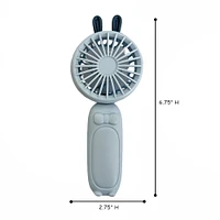 Wrapables Mini Portable Handheld and Desktop Rechargeable USB Fan, Blue Rabbit