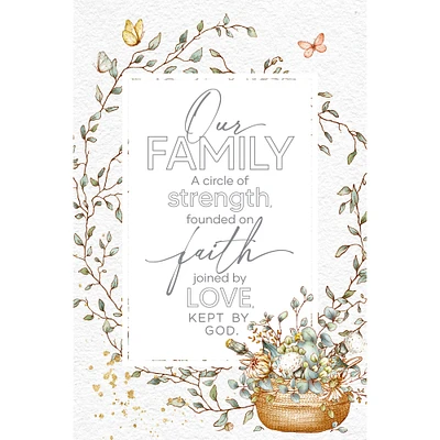 Our Family Wood Plaque with Easel and Hook Wall Tabletop Art - 6 inches x 9 inches