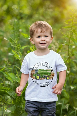 Just a Boy Who Loves Combine Tractor - Short Sleeves