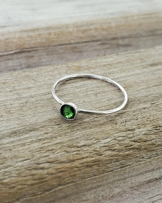 Boho Emerald Sterling Silver Stacking Ring