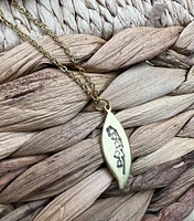 Handmade Lily of the Valley Spring Flower Necklace Pendant Leaf Shaped Plate Metal Silver Gold