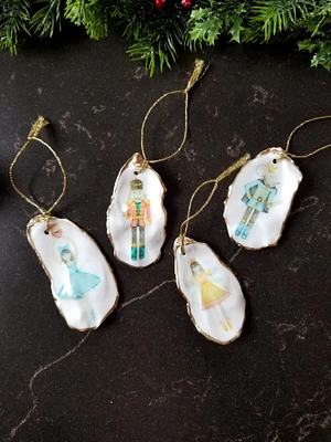 READY TO SHIP! The Nutcracker ballet oyster shell ornaments. Comes in a set of 4, Clara, The Nutcracker, Mouse King