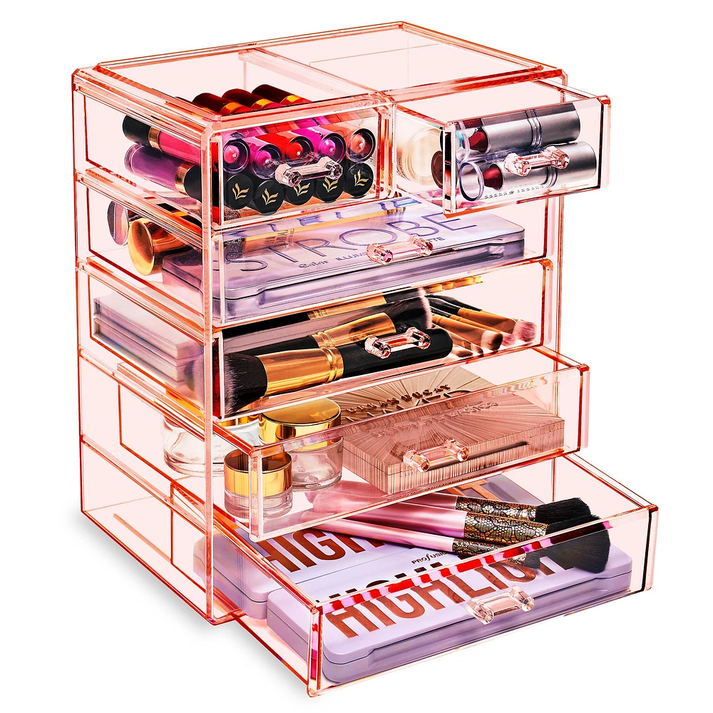 Sorbus Acrylic Makeup & Jewelry Organizer Storage Case- (4 Large, 2 Small Drawers)