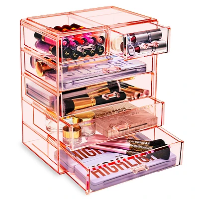 Sorbus Acrylic Makeup & Jewelry Organizer Storage Case- (4 Large, 2 Small Drawers)