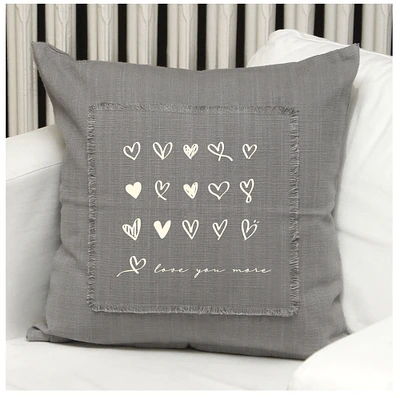 Love you more Grey Pillow
