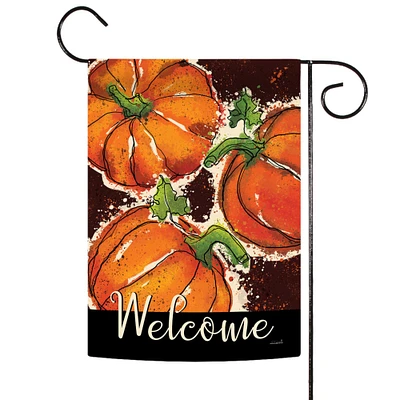 Painted Pumpkin Welcome Decorative Fall Double Sided Flag