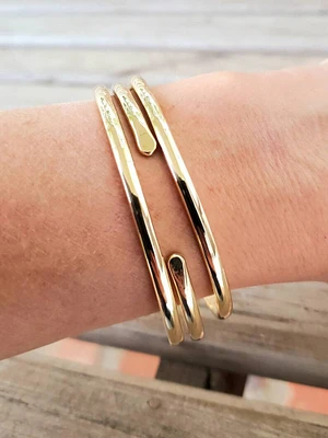 Half Round Jewelers Brass, Bronze, or Copper Bangle Bracelet