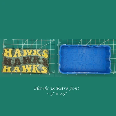 Hawks 3x Retro Font School Mascot silicone Freshie Mold