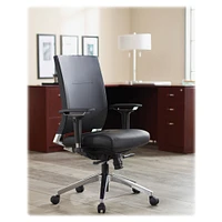 Lorell Executive Swivel Chair,28-1/2"x28-1/4"x43-1/2",Black Leather