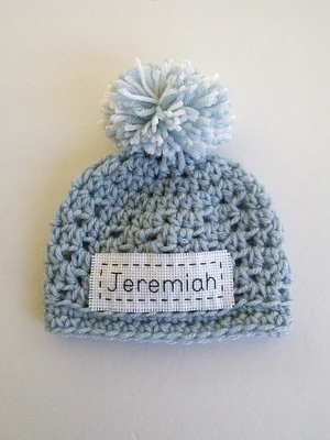 Monogrammed Baby Hat, Embroidered Gift, New Baby Gift, Baby Props, Preemie Name Beanie, Toddler Pom Pom Hat, Winter Hat