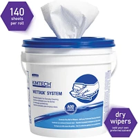 Kimtech Wipers, Disinfect/Sanitize, 12 x 12 1/2, White, 90/Roll, 6/Carton