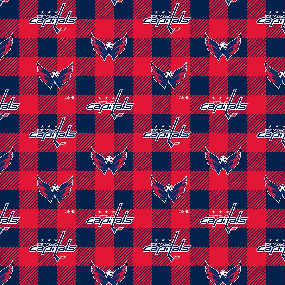 Sykel Enterprises NHL Team Fleece Blanket Fabric-Washington Capitals Buffalo Plaid Fleece Fabric