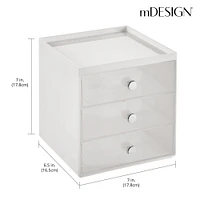 mDesign Large Plastic 3 Drawer Organizer for Makeup Storage