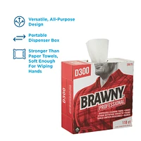 Brawny Professional D300 Disposable Cleaning Towel, Tall Box, White, 110 Towels/Box, 10 Boxes/Case, Towel (WxL) 9.2" x 15.9"