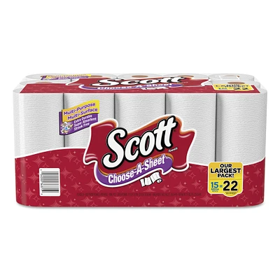 Scott Choose-A-Sheet Mega Roll Paper Towels, 1-Ply, White, 102/Roll, 30 Rolls Carton