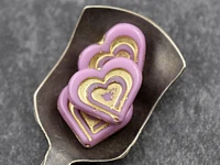 *6* 14x16mm Bronze Washed Pink Heart Beads