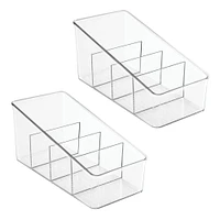 mDesign Plastic Multi-Section Food Packet Kitchen Organizer Bins