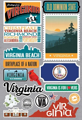Reminisce Jet Setters 3.0 Dimensional Stickers-Virginia