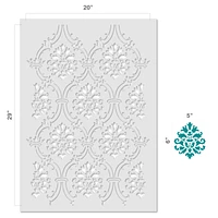 Small Royal Damask Wall Stencil | 3731 by Designer Stencils | Pattern Stencils | Reusable Stencils for Painting | Safe & Reusable Template for Wall Decor | Try This Stencil Instead of a Wallpaper | Easy to Use & Clean Art Stencil Pattern
