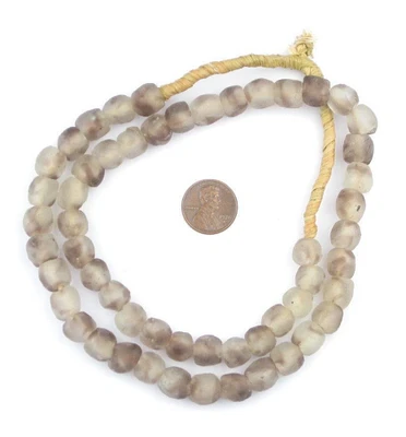 The Bead Chest African Recycled Glass Beads, 11mm - Full Strand Eco-Friendly Fair Trade Sea Glass Beads from Ghana Handmade Ethnic Round Spherical Tribal Boho Krobo Spacer Beads