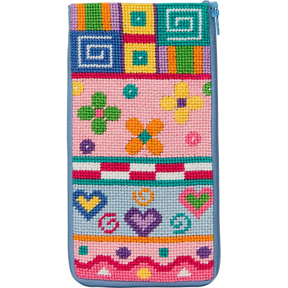 Stitch & Zip Eyeglass Case Needlepoint Kit- Patchwork