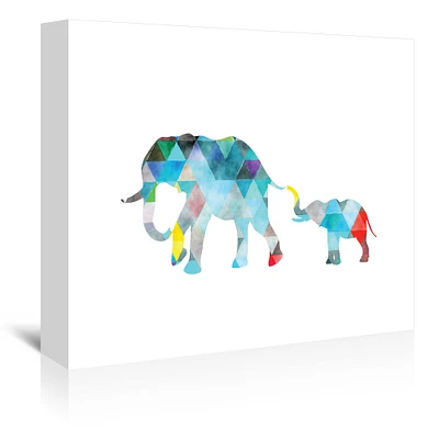 Geometric Elephants by Elena David  Gallery Wrapped Canvas - Americanflat