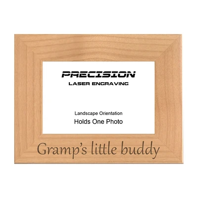 Grandpa Picture Frame Gramp's little buddy Engraved Natural Wood Picture Frame (WF-207) Fathers Day