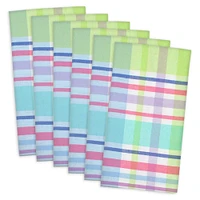 CC Home Furnishings Set of 6 Subtle Colored Plaid Square Napkins 20"