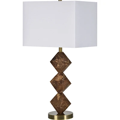 Signature Home Collection 27" Geometric Marble Table Lamp with Off White Modified Drum Shade