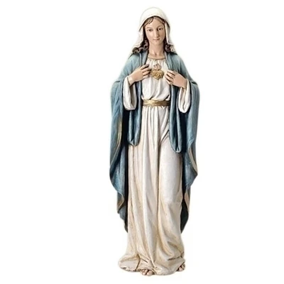 Roman Immaculate Heart of Mary Religious Tabletop Figurine - 37" - White and Blue