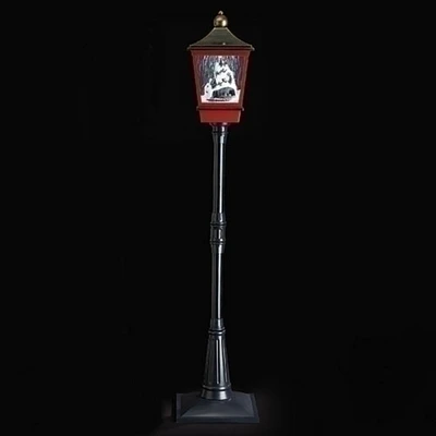 Roman 75" Brown and Black Lighted Snowing Mountain Christmas Street Lamp