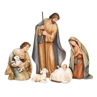 Roman Set of 5 Holy Family Nativity Christmas Tabletop Figurines 18.25"