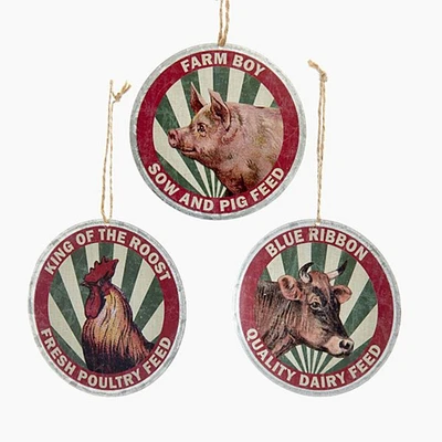 CC Christmas Decor Pack of 36 Red and Green Country Rustic Farm Animal "Feed" Christmas Pendant Ornaments 3.75"