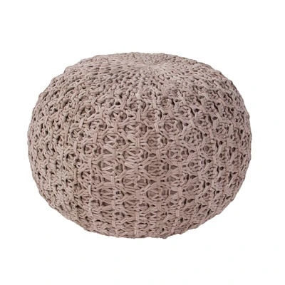 Jaipur Living 20" Fossil Gray Textured Solid Pattern Spherical Cotton Pouf Ottoman