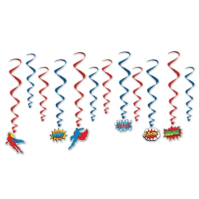 Party Central Club Pack of 72 Red and Blue Superhero Spiral Whirls 31"