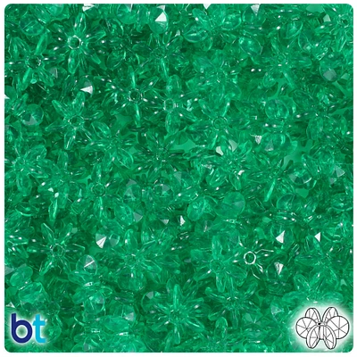 BeadTin Emerald Transparent 12mm SunBurst Plastic Craft Beads (450pcs)