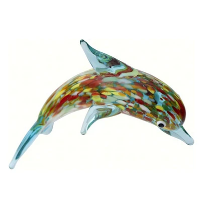 GC Home & Garden 2.25" Blue and Red Venetian Dolphin Glass Figurine Decoration