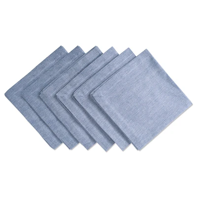 CC Home Furnishings Set of 6 Chambray Blue Over Sized Square Napkins 20"